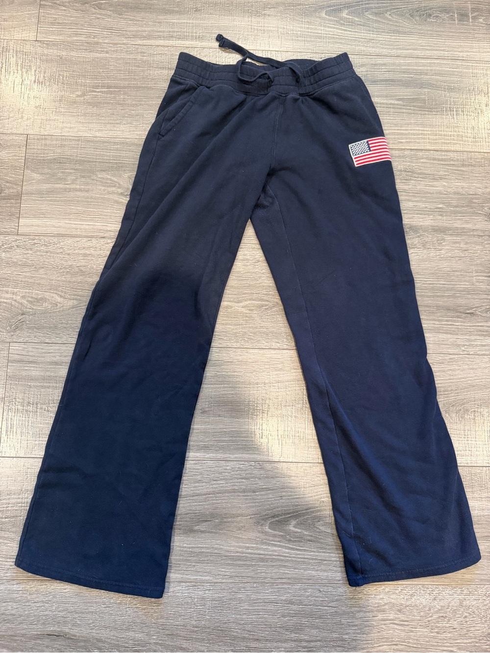 Hollister Navy Sweatpants with Flag Patch